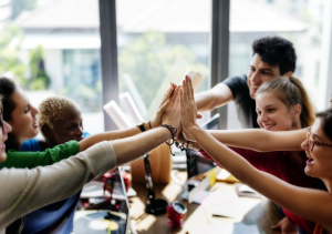 young-divere-business-team-giving-high-five